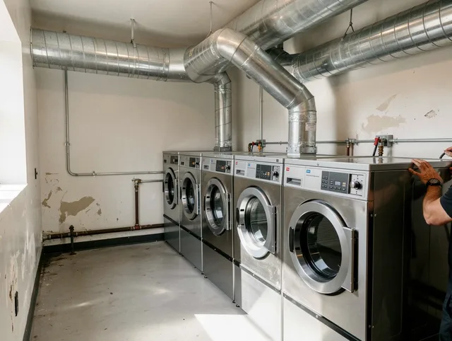 Southbury Dryer Vent Cleaning team performing large-scale commercial dryer vent cleaning in Southbury